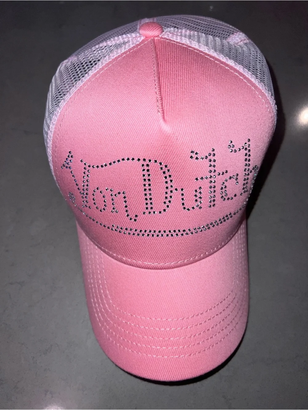 Von Dutch Pink Rhinestone Trucker Hat